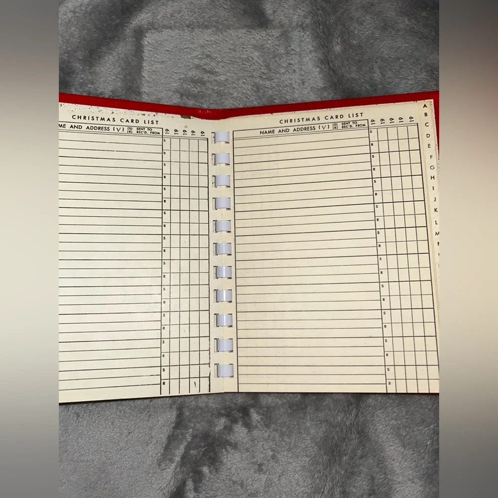 Vintage Christmas Card List Organizer Book 1960'S - Red Cover